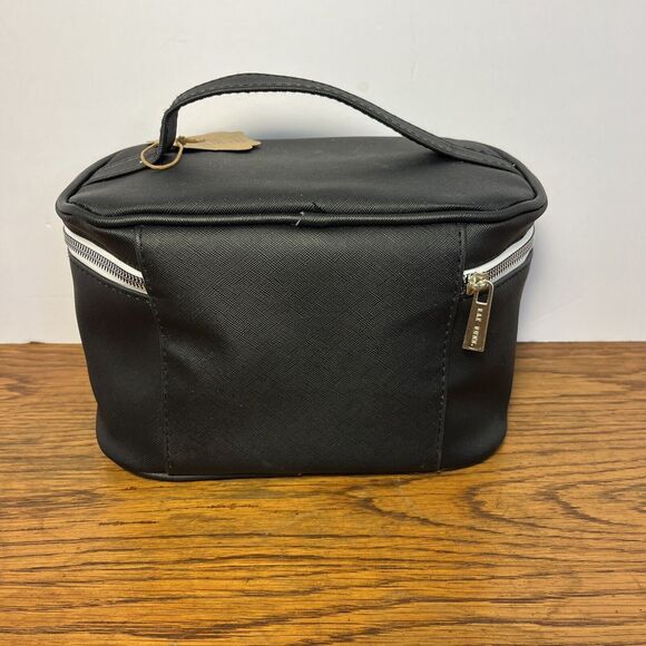RAE DUNN "BEAUTY BAG" Cosmetic Train Case Black Zipper Closure New with Tags - Picture 4 of 7